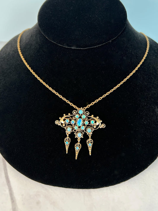 1930s Opal Pin Pendant Necklace