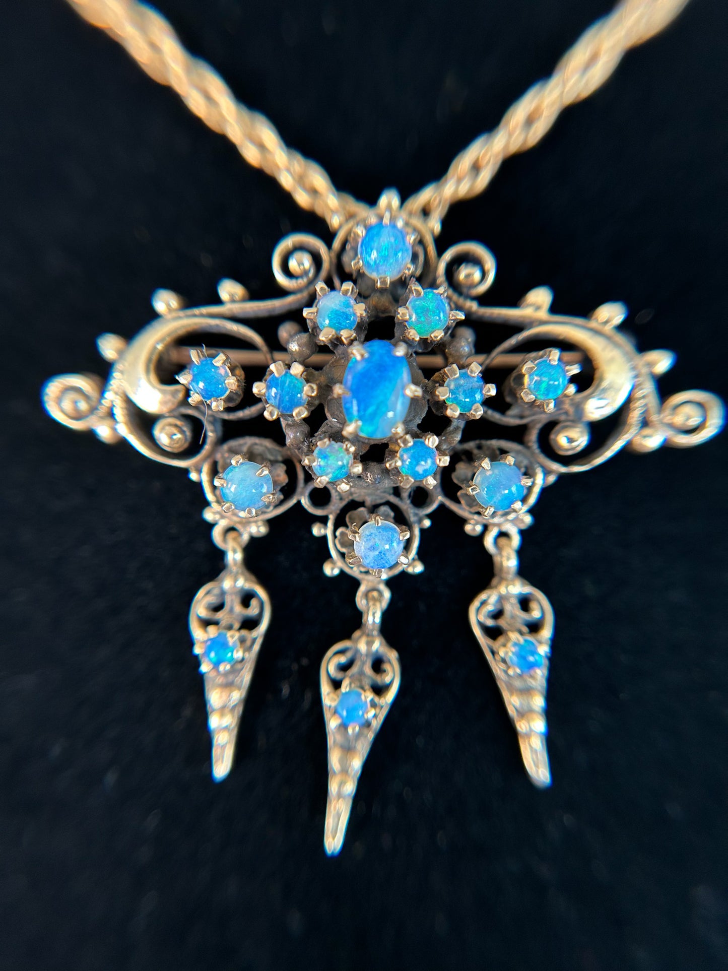 1930s Opal Pin Pendant Necklace