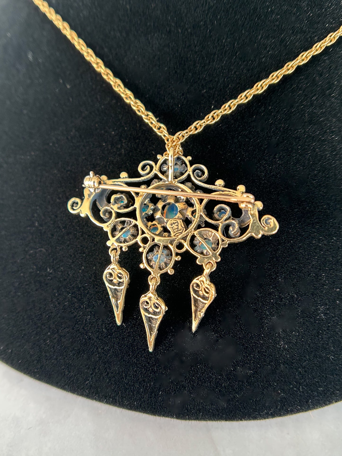 1930s Opal Pin Pendant Necklace