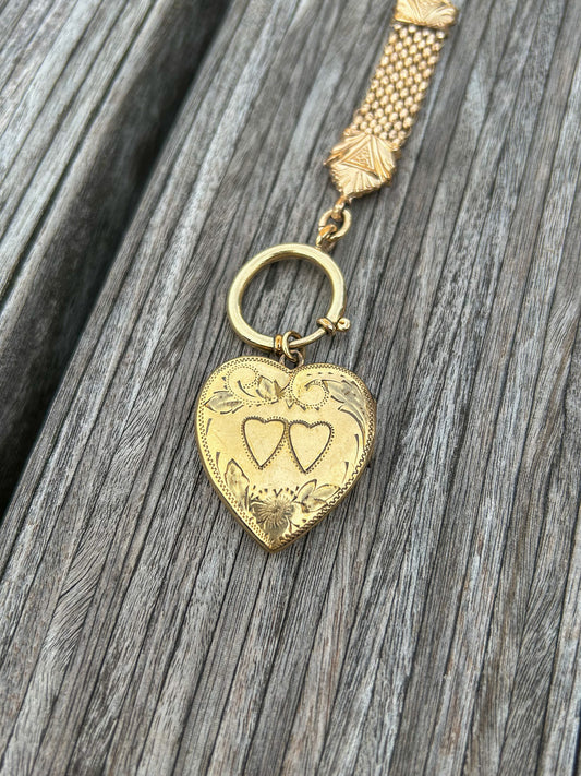 Victorian Book Chain with Heart Locket