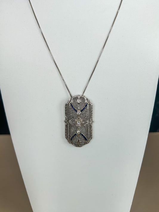 Sold - Art Deco Sapphire & Diamond Necklace