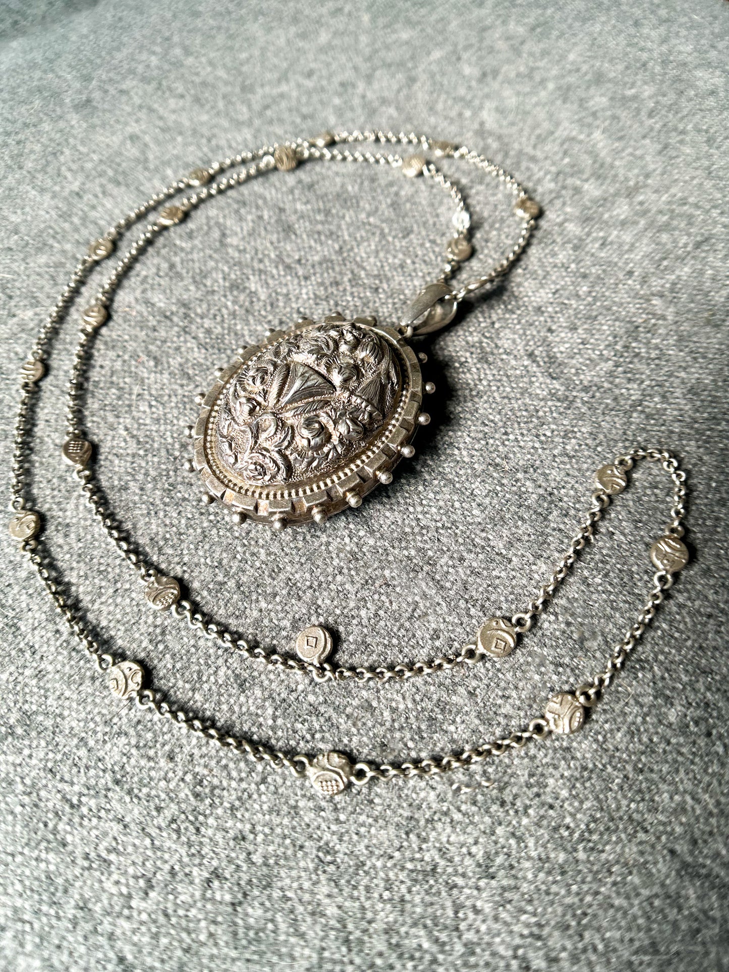 Sold - 1950s Sterling Silver Locket Necklace