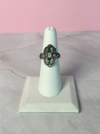 Art Deco Emerald & Diamond Ring