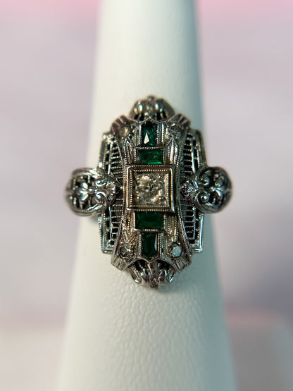 Art Deco Emerald & Diamond Ring