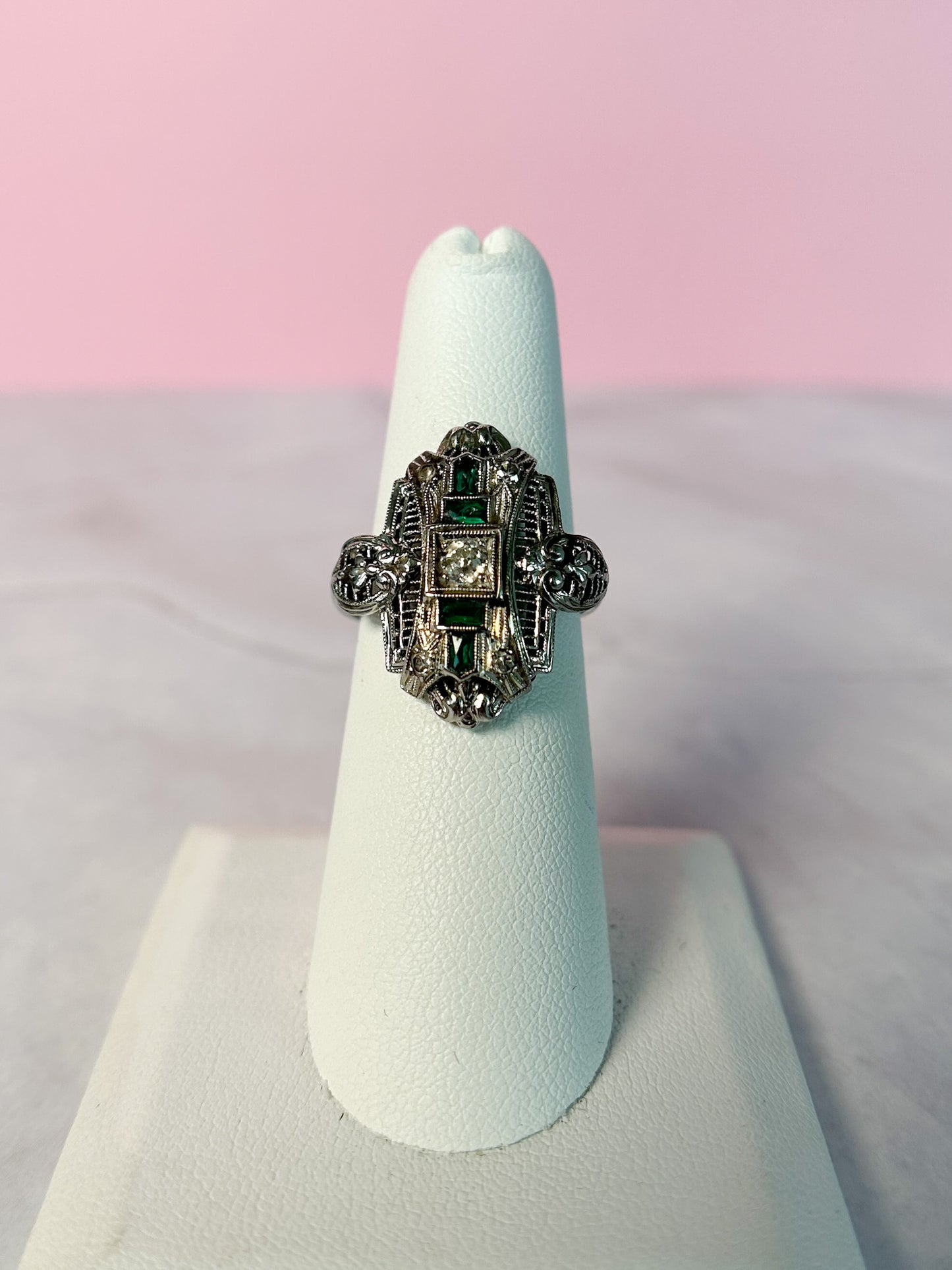 Art Deco Emerald & Diamond Ring