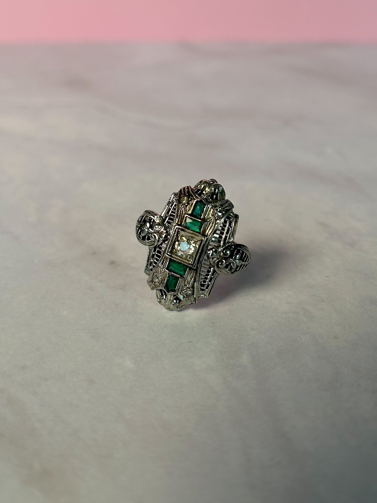 Art Deco Emerald & Diamond Ring