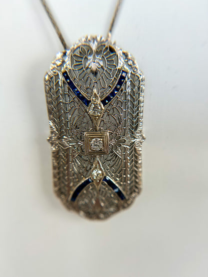 Sold - Art Deco Sapphire & Diamond Necklace