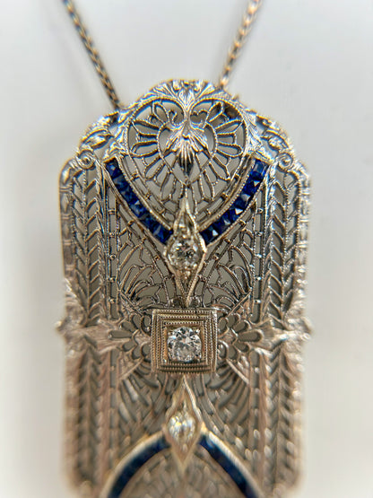 Sold - Art Deco Sapphire & Diamond Necklace