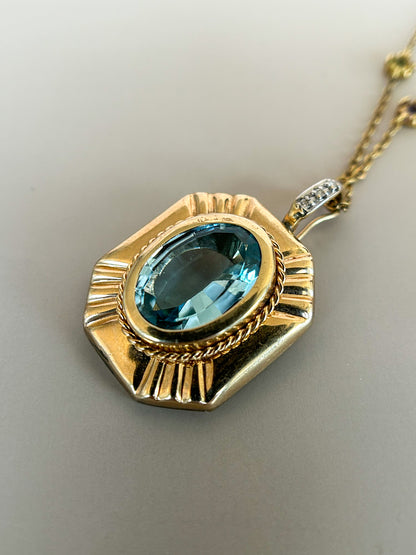 1950s Blue Topaz Pendant