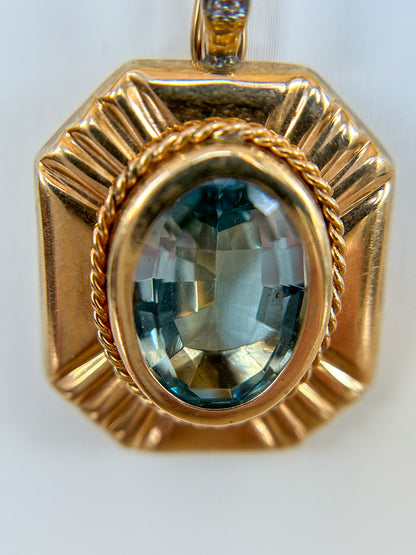 1950s Blue Topaz Pendant