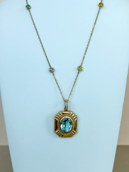 1950s Blue Topaz Pendant