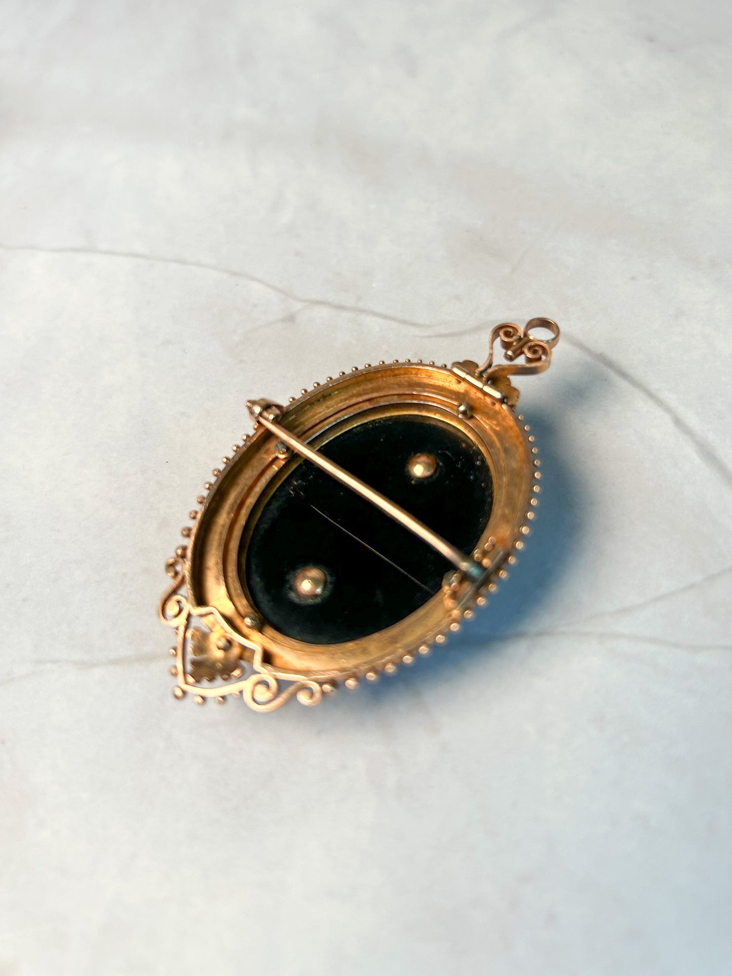 Onyx & Rose Gold Pin/Pendant