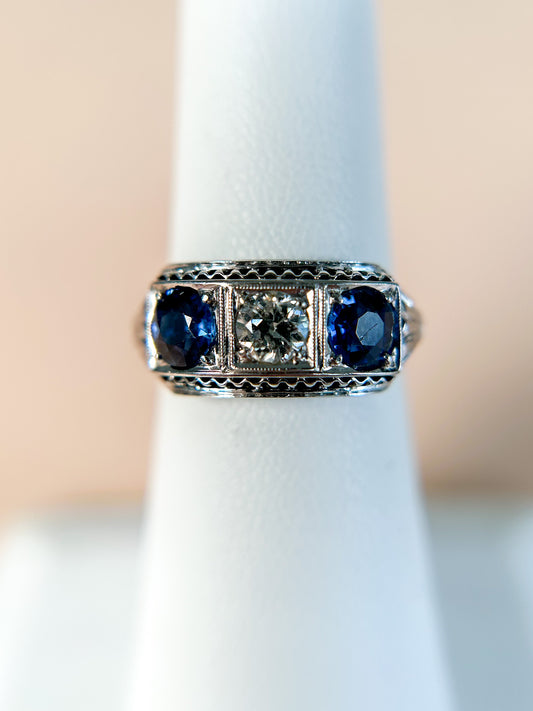 Art Deco 3 Stone Ring