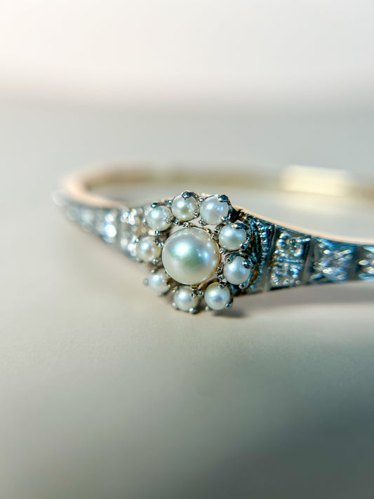 Art Deco Diamond & Pearl Bracelet