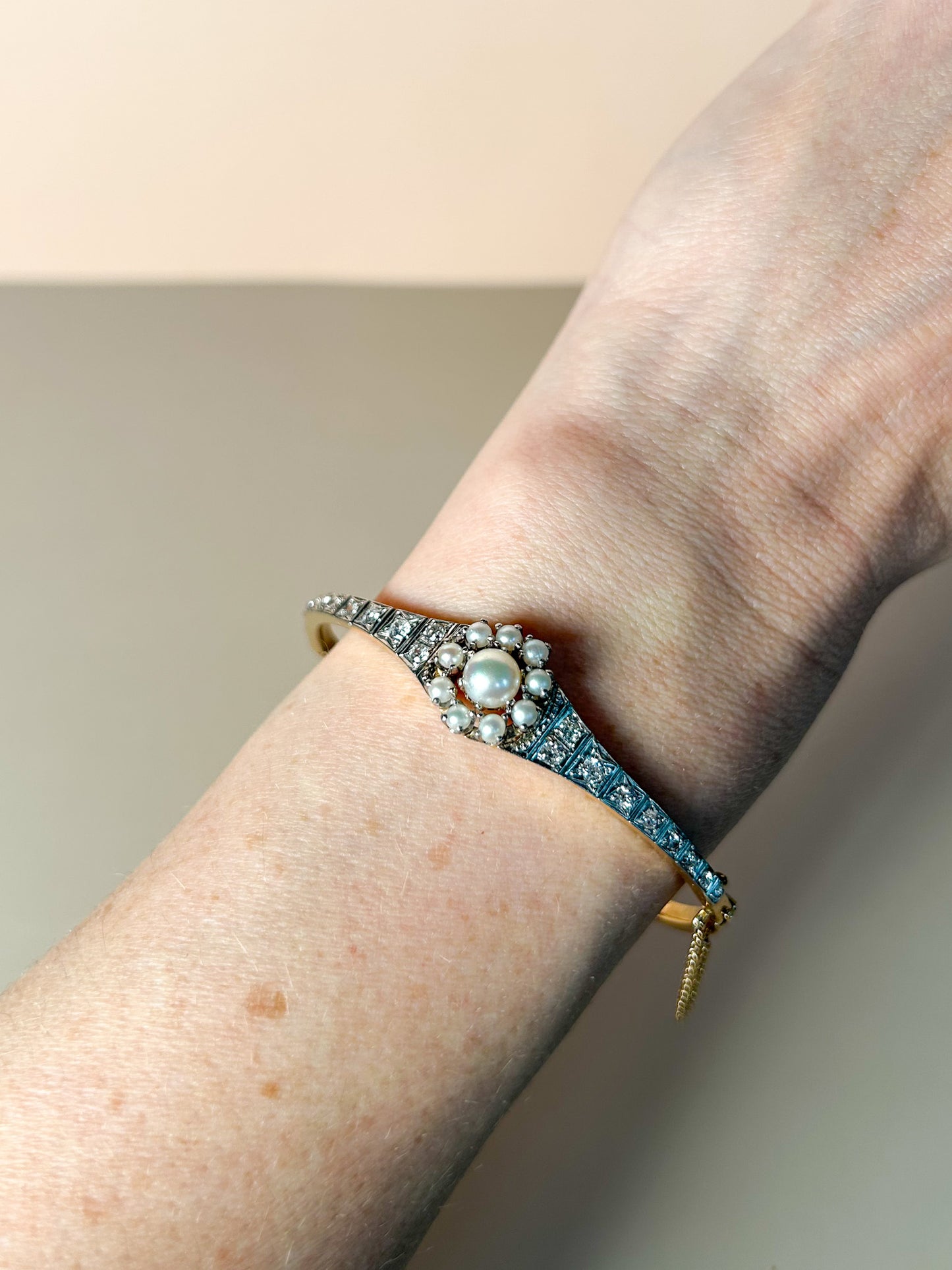 Art Deco Diamond & Pearl Bracelet