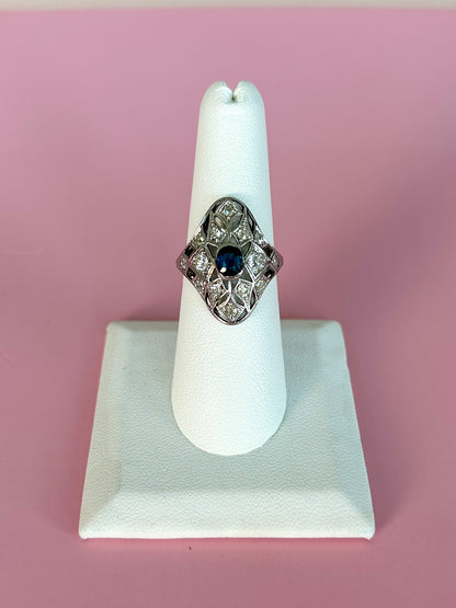 SOLD - 1920s Diamond & Sapphire Ring
