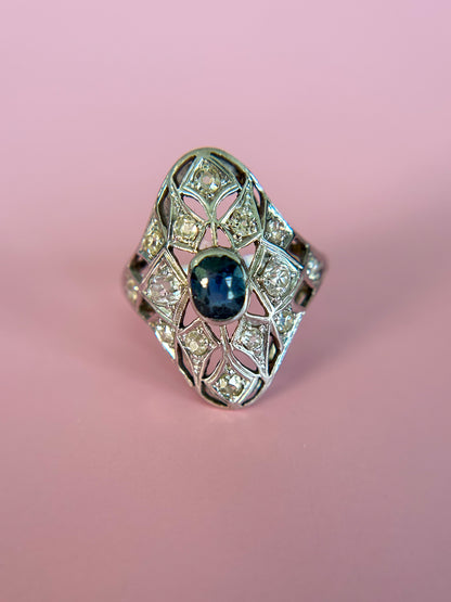 SOLD - 1920s Diamond & Sapphire Ring