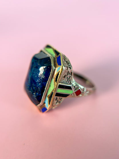 Art Deco Lapis Ring