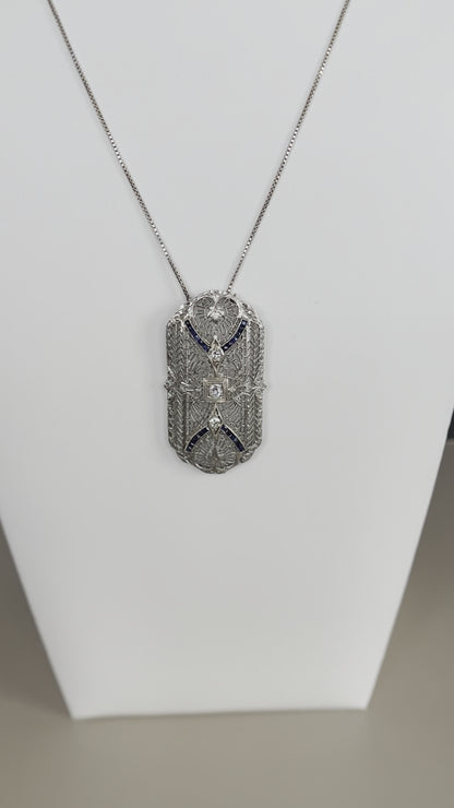 Sold - Art Deco Sapphire & Diamond Necklace