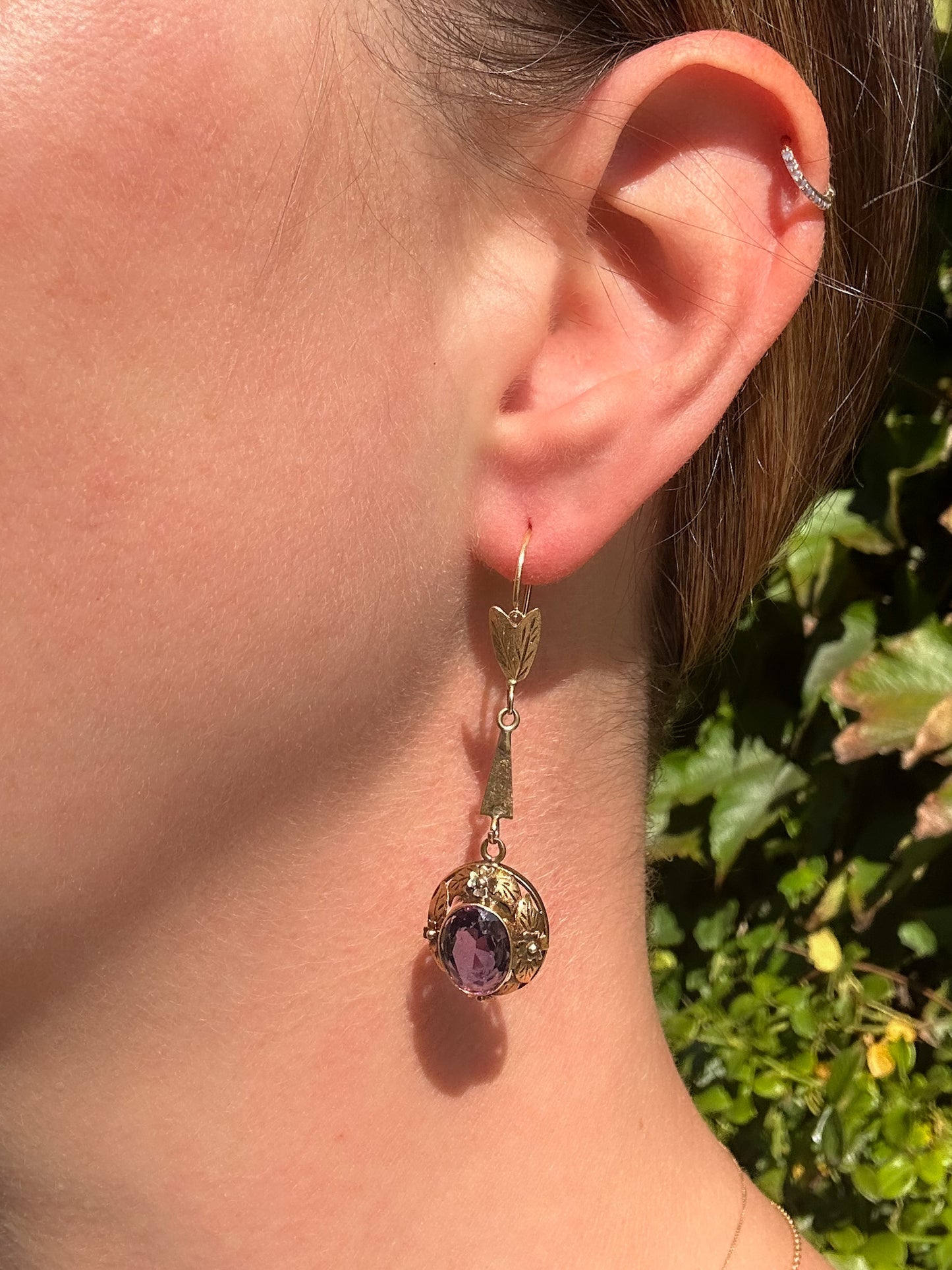 1950s Gold & Amethyst Earrings